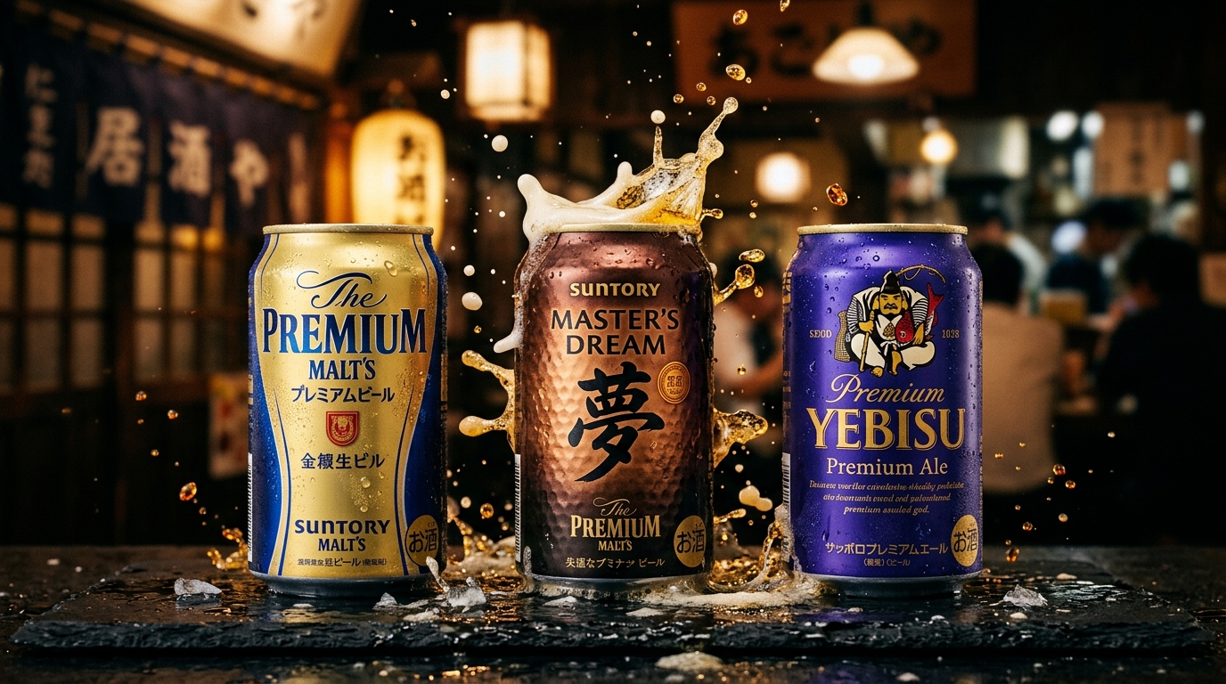 三得利 The Premium Malt’s、Master’s Dream 与 惠比寿 Yebisu Premium Ale 4K 慢动作广告画卷